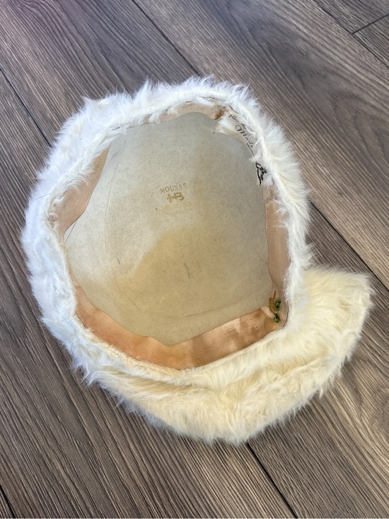 Vintage 1960s Ivory Fuzzy Winter Hat | Hats By Mady Hartford | Mod Pillbox Style main image 4